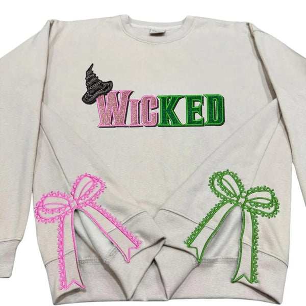 Embroidered Wicked Glitter Colorful Sweatshirt, Christmas Custom Sweatshirt