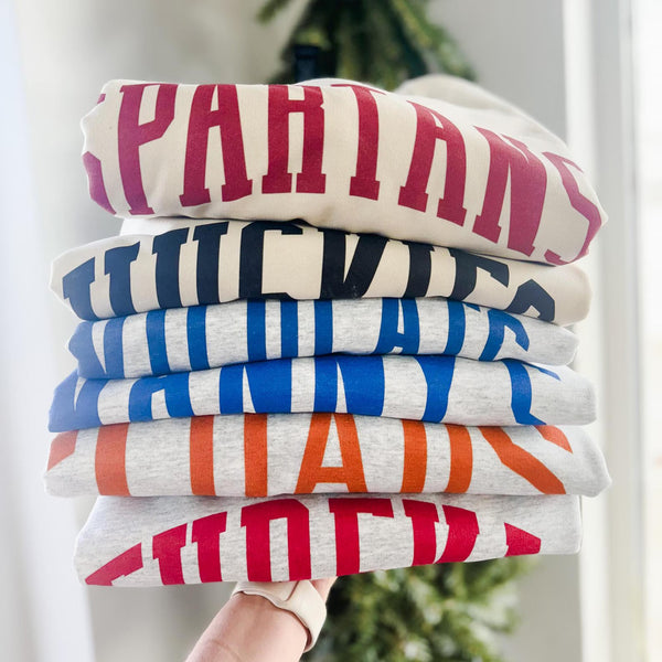 Custom School Mascot Sweatshirt, School Spirit Crewneck, Varsity Letter Sweatshirt