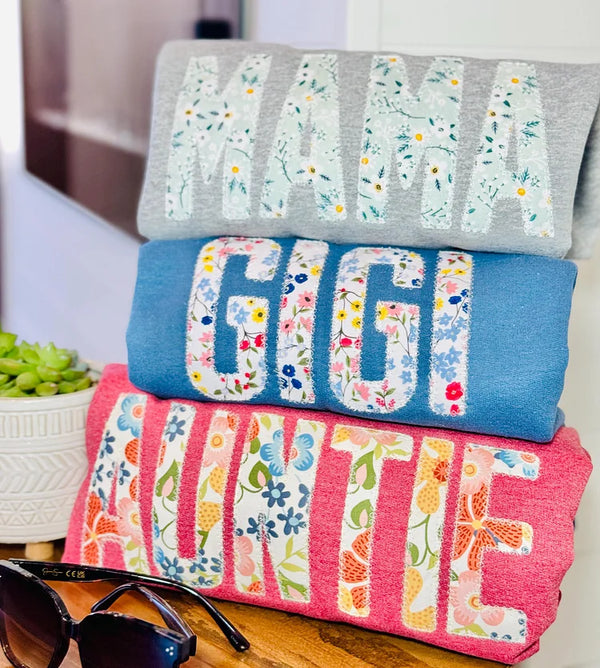 Custom Mama Floral Sweatshirt Names on Sleeve