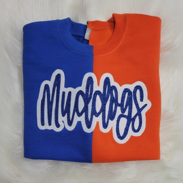 Custom Glitter Embroidered Game Day Two Tone Sweatshirt