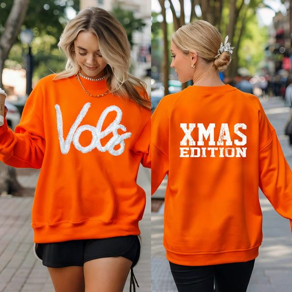 Custom Classic Oversized Team Chenille Embroidered Sweatshirt – XMAS LIMITED EDITION