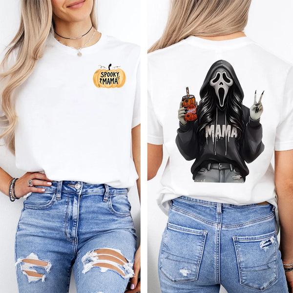 Spooky Mama/Dada Halloween – Fun Ghost Face Girl Drinking Water Design, Cozy Unisex Hoodie For Pumpkin Patch, Trick Or Treat And Autumn Vibes