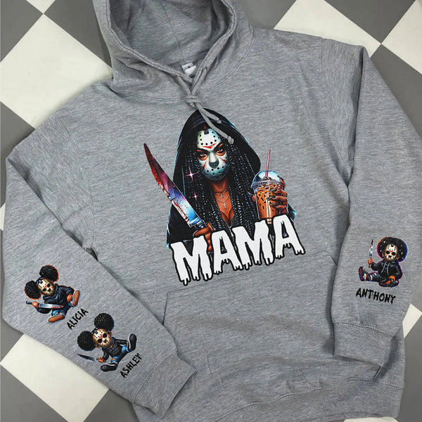 Custom Halloween MAMA Sweatshirt with Kid's Names on the Sleeve