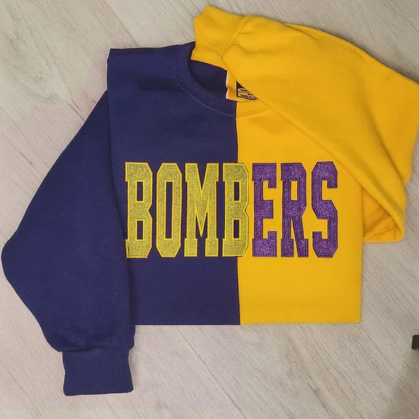 Custom Glitter Embroidered Two Tone Sweatshirt