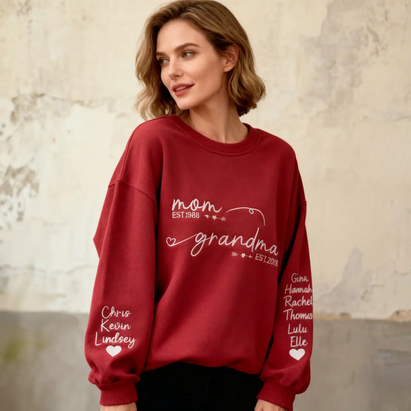 Custom Embroidered Mom Grandma Est Year Sweatshirt