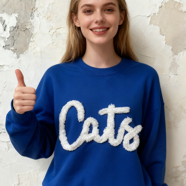 Personalized Yarn Embroidered Sweatshirt, Custom Chenille Team Sweatshirt