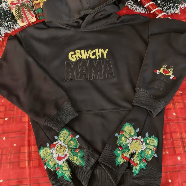 Custom Embroidered Mama Christmas Sweatshirt with Side Bow