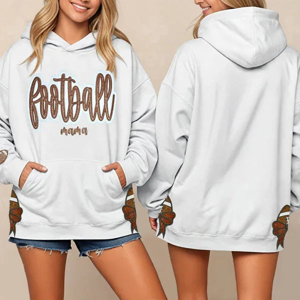 Custom Glitter Sports Hoodie with Bow Decoration 🎄 Holiday Gift for Mom