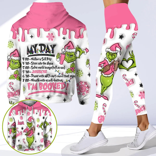 Grch Green Monster My Day I'm Booked - Personalized Hoodie And Leggings