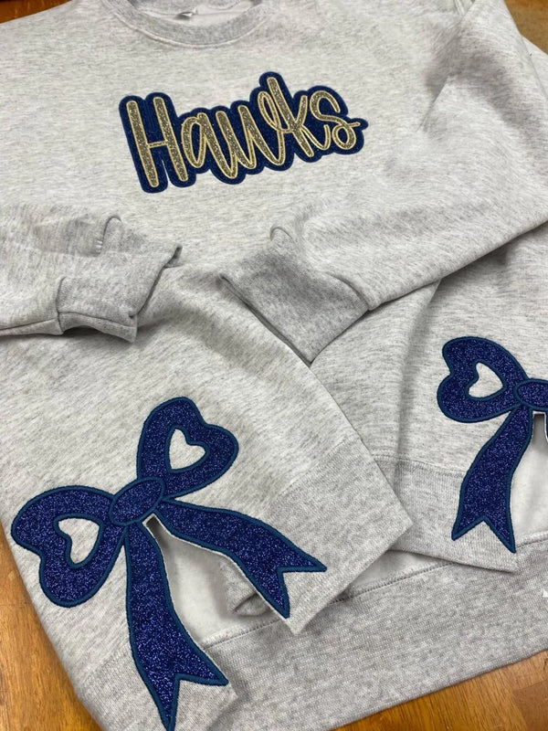 Custom Embroidered Glitter Team Sweatshirt with Bows Christmas gift