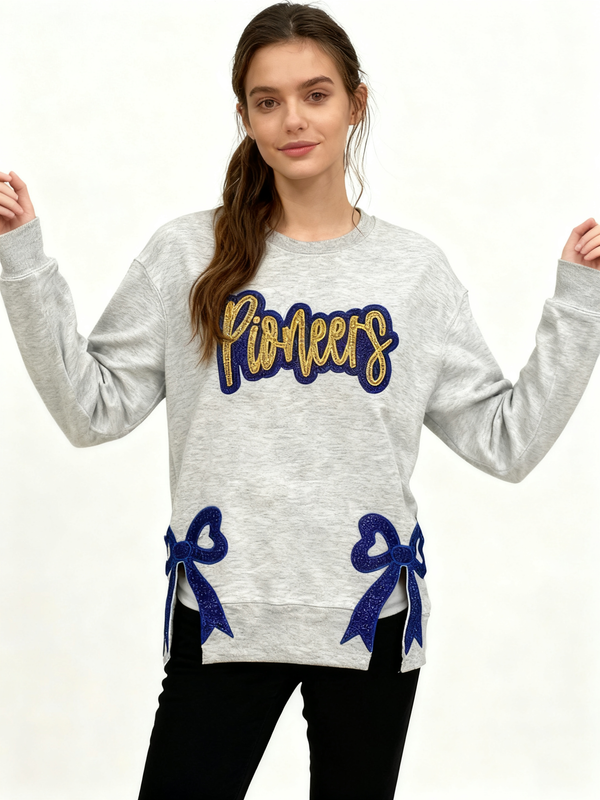 Custom Embroidered Glitter Team Sweatshirt with Bows Christmas gift