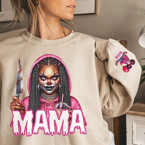 Custom Halloween MAMA Sweatshirt with Kid's Names on the Sleeve
