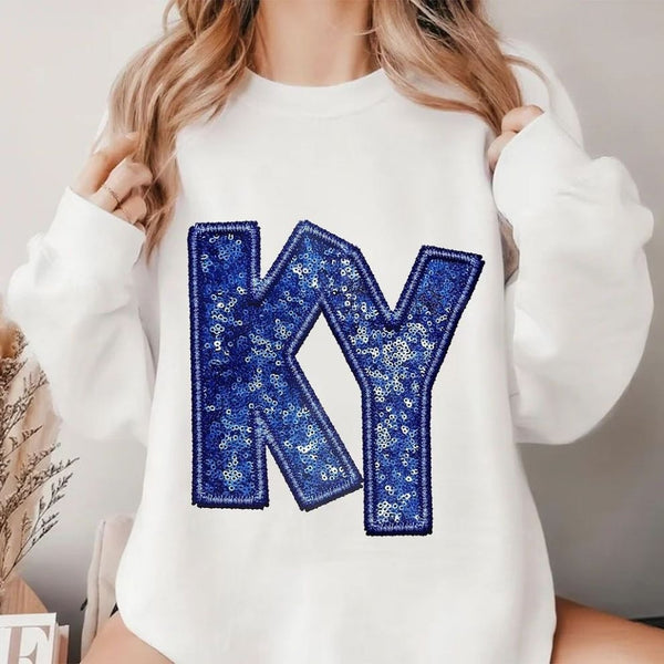 ✨Glitter & Sequins State Abbreviation/Name Initials/Number T-shirt,Sweatshirt