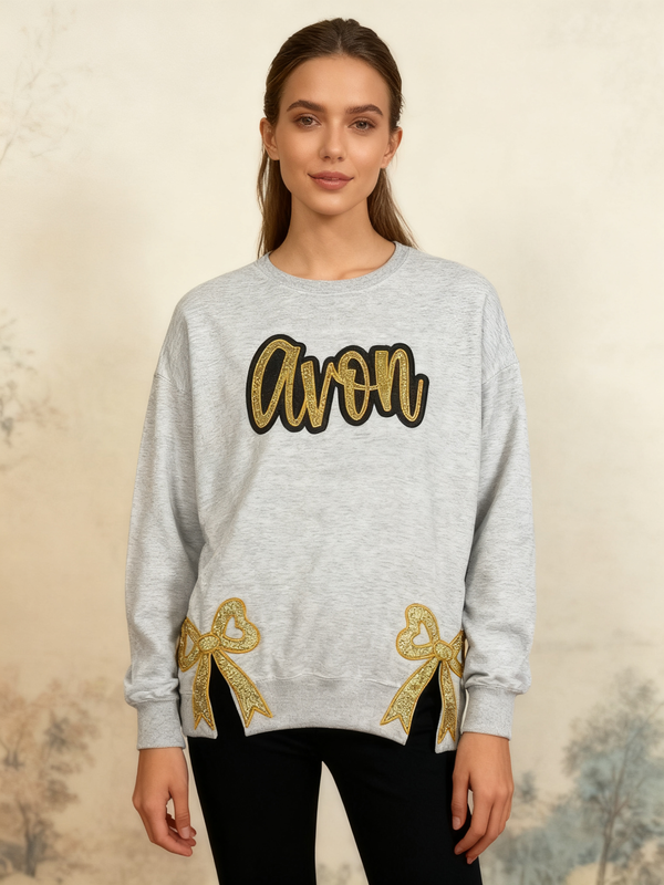 Custom Embroidered Glitter Team Sweatshirt with Bows Christmas gift