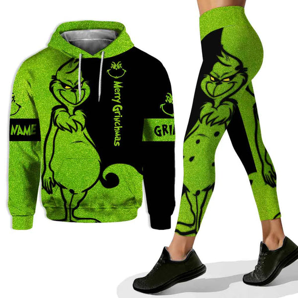 Grch Green Monster Merry Grinchmas - Personalized 3D Inflated Effect Christmas Hoodie and Leggings