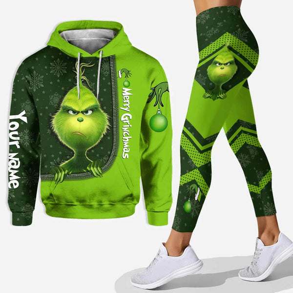 Grch Green Monster Merry Christmas - Personalized Hoodie and Leggings