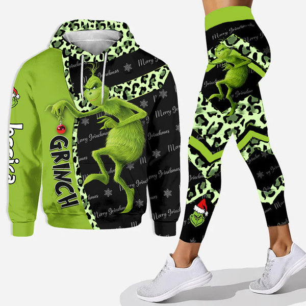 Grch Green Monster Stole Christmas - Personalized Hoodie And Leggings - Gift For Her
