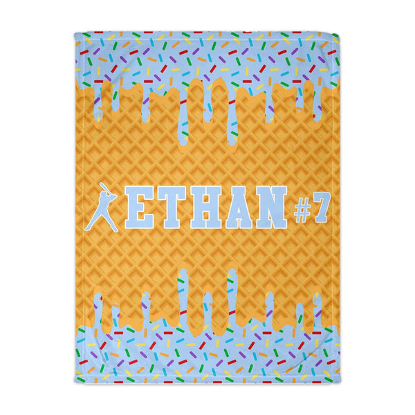 Ice Cream Drip Baseball Personalized Throw Blanket,Game Day Blanket⚾️⚽️🏈