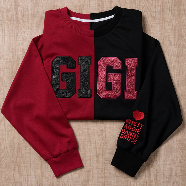 Custom Glitter Embroidered Two Tone Gigi Sweatshirt
