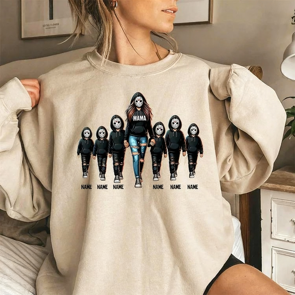 Halloween Custom Family Sweatshirt Mama With Kids Sweatshirt