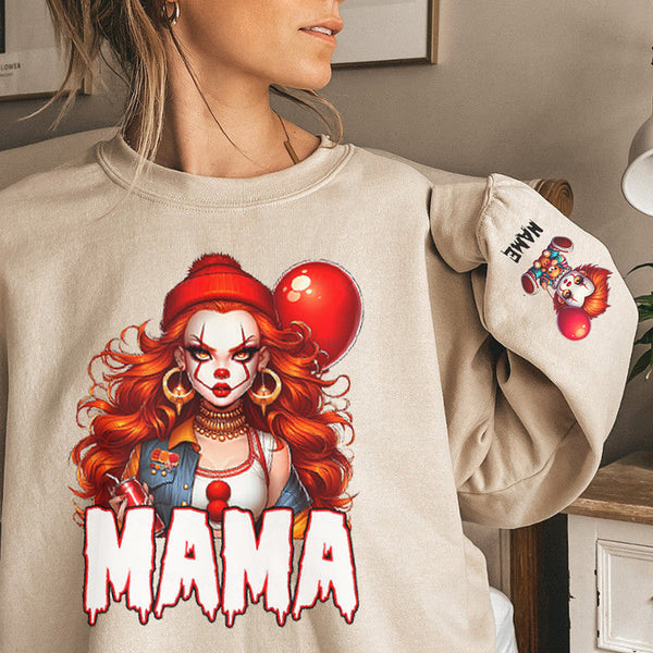 Custom Halloween MAMA Sweatshirt with Kid's Names on the Sleeve