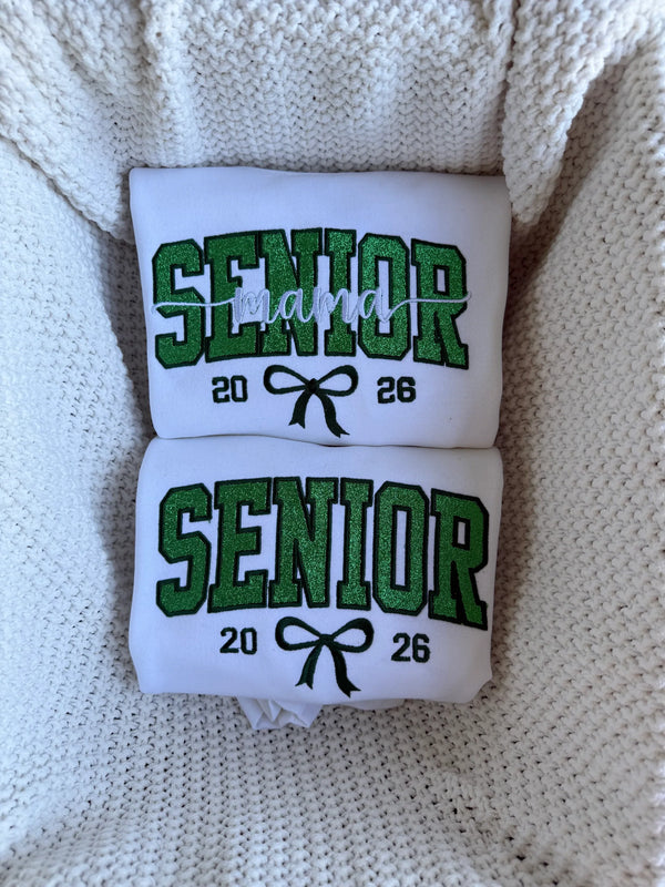 Custom Senior Mama With Year Glitter Embroidery T-shirt,Sweatshirt,Hoodie