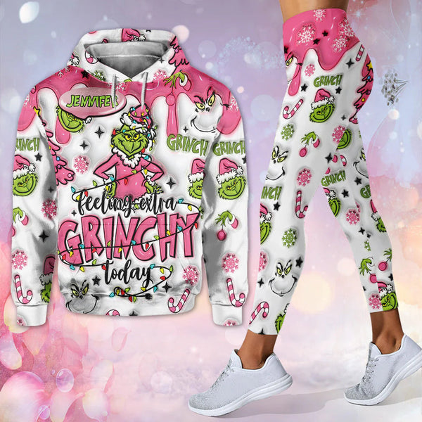 Grch Green Monster Feeling Extra Grinchy Today - Personalized 3D Inflated Effect Christmas Hoodie and Leggings