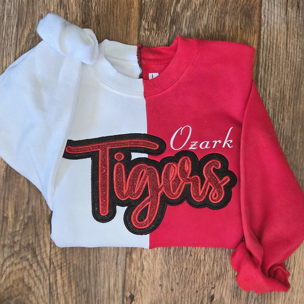 Custom Glitter Team Mascot Two Tone Embroidered Sweatshirt For Game Day