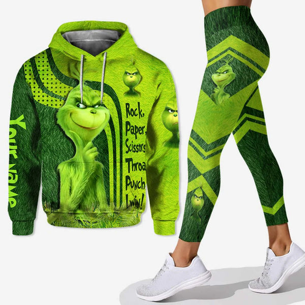 Grch Green Monster Rock Paper Scissors Throat Punch I Win - Personalized Hoodie And Leggings