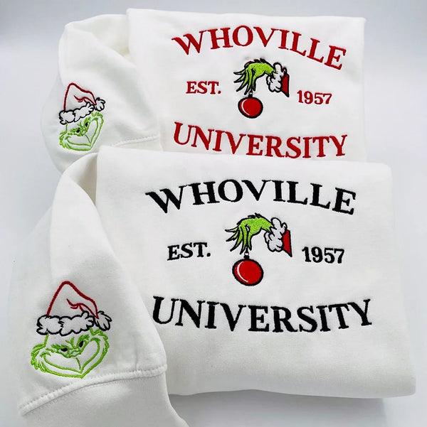 Christmas Embroidered Whoville University Sweatshirt 🎄Merry Christmas🧑‍🎄