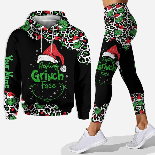 Green Monster Resting Grch Face - Personalized Hoodie And Leggings - Gift For Her
