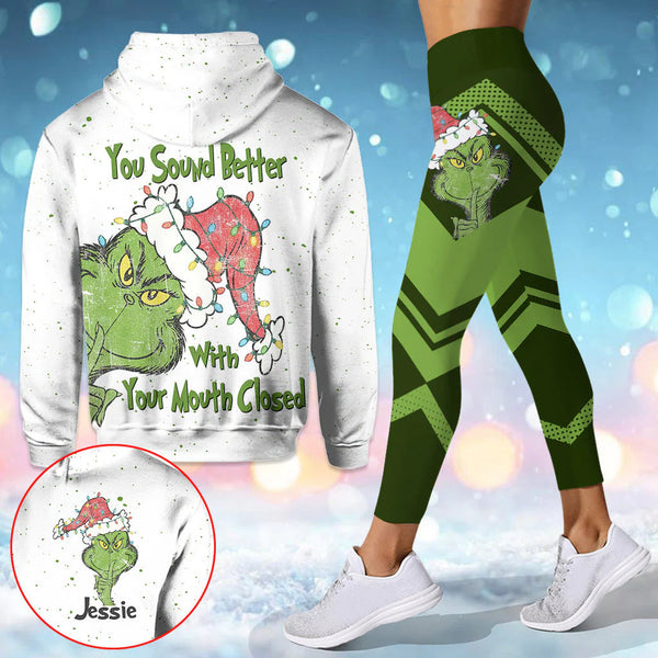 Grch Green Monster You Sound Better With Your Mouse Closed - Personalized Hoodie and Leggings