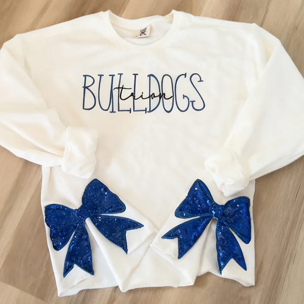 Custom Team Sequins Embroidered Sweatshirt with Bows