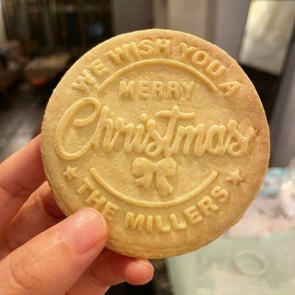 Personalized Merry Christmas Cookie Stamp Family Holiday Baking Acrylic Cookie Stamp