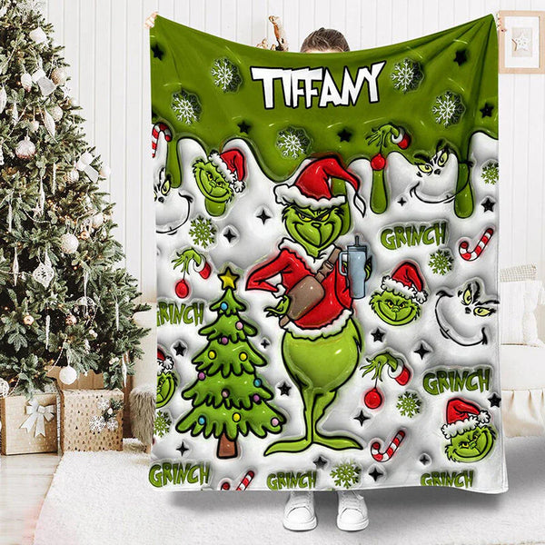 Personalized Name Blanket with Snowflake Pattern Funny Christmas Gift